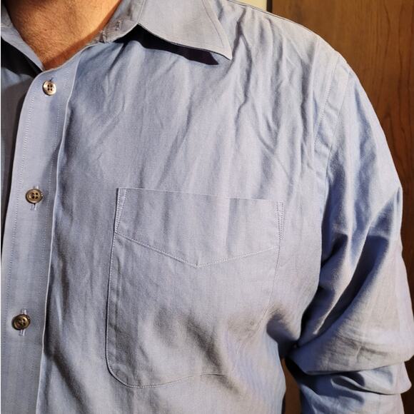 Nordstrom Blue Jacquard Cotton Dress Shirt 17.5 37 Tailored Fit Preppy Executive - Picture 5 of 11